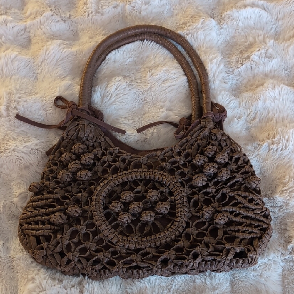 Chic Brown Handwoven Shoulder Bag